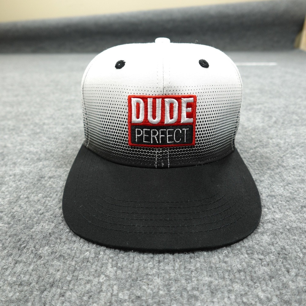 Dude Perfect Hat Cap Snap Back Mens One Size White Polka Dot Embroidered